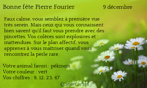 Carte bonne f&ecirc;te Pierre Fourier
